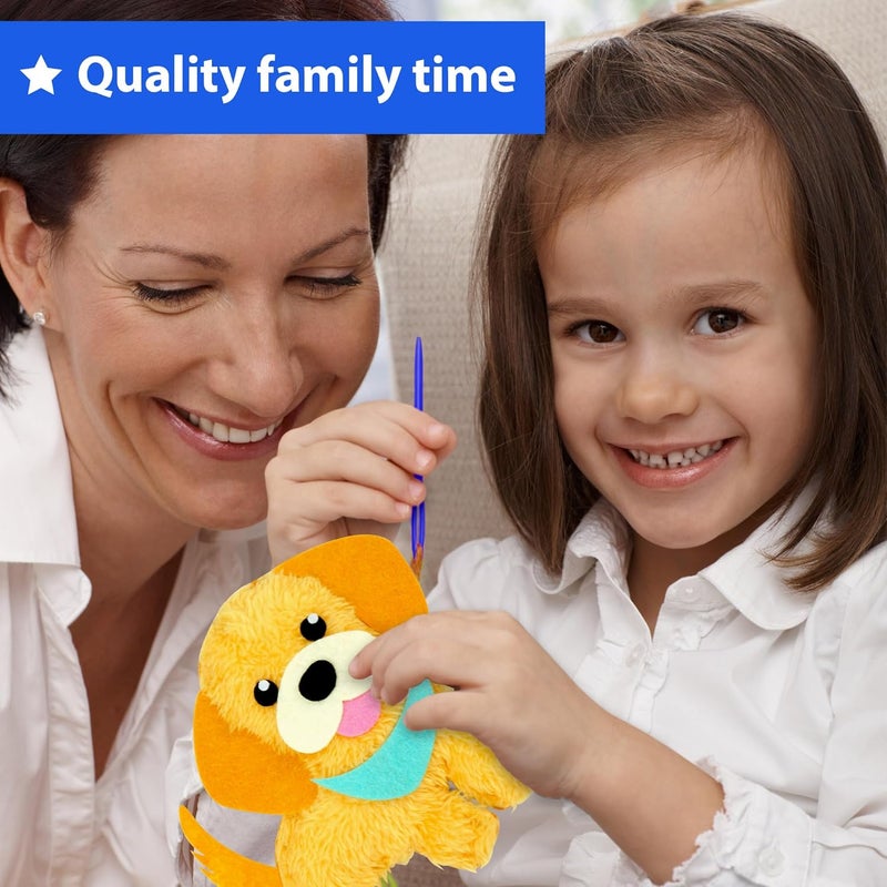 KRAFUN طقم خياطة سهل للأطفال المبتدئين للفنون والحرف، 8 مشاريع سهلة لصنع دمى الحيوانات المحشوة من الجراء والقطط، هدايا للبنات والأولاد، تعلم الخياطة - Image 5